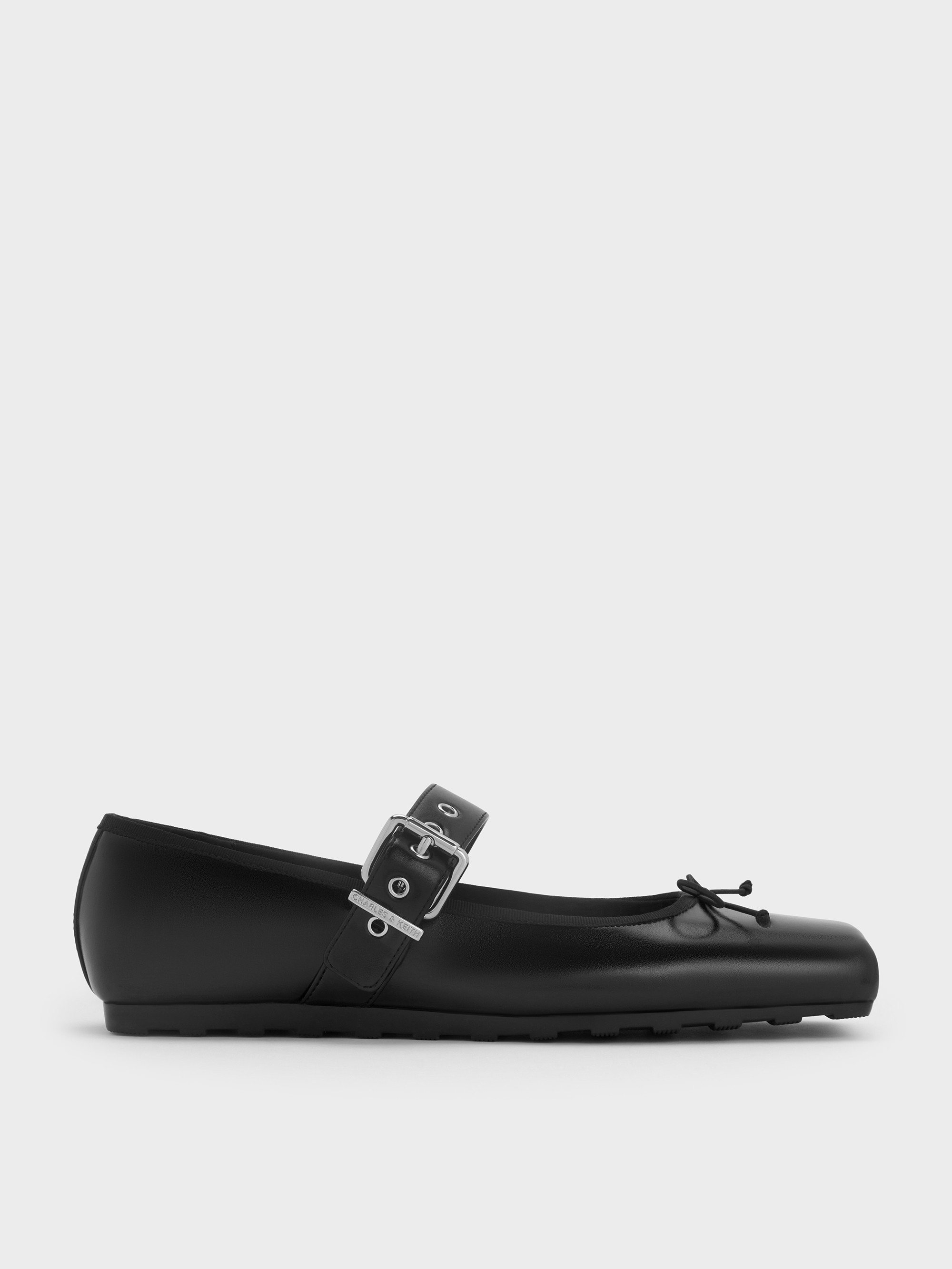 Myler Bow Square-Toe Buckled Mary Janes
    
         - Black | Charles & Keith UK
