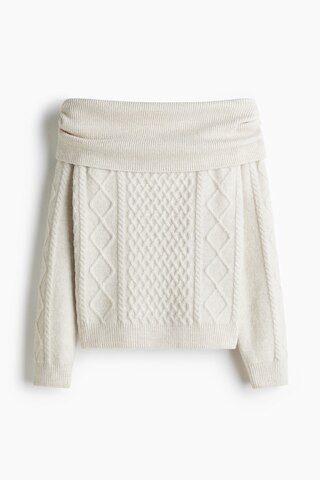 H & M - Off-the-shoulder jumper - Beige | H&M (UK, MY, IN, SG, PH, TW, HK)
