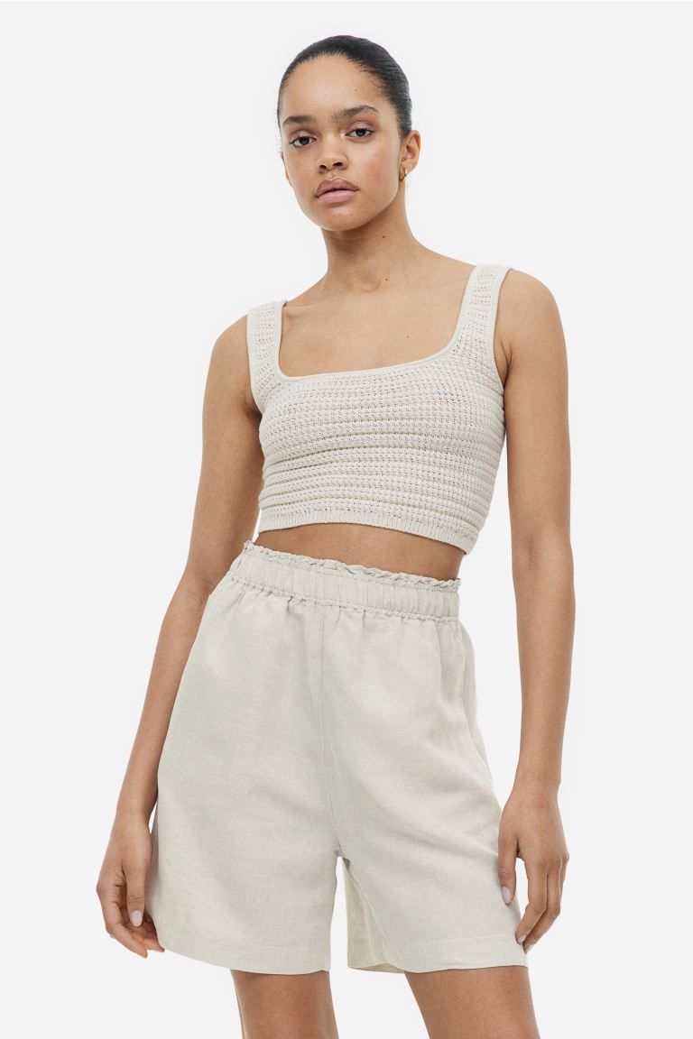 Pull-on short van linnenmix | H&M (DE, AT, CH, NL, FI)