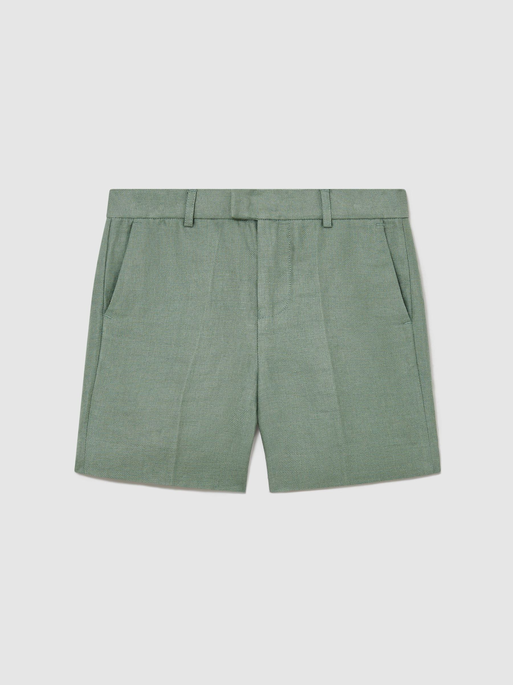 Reiss 3-9 yrs Linen Tailored Shorts in Sage Green - REISS | Reiss UK