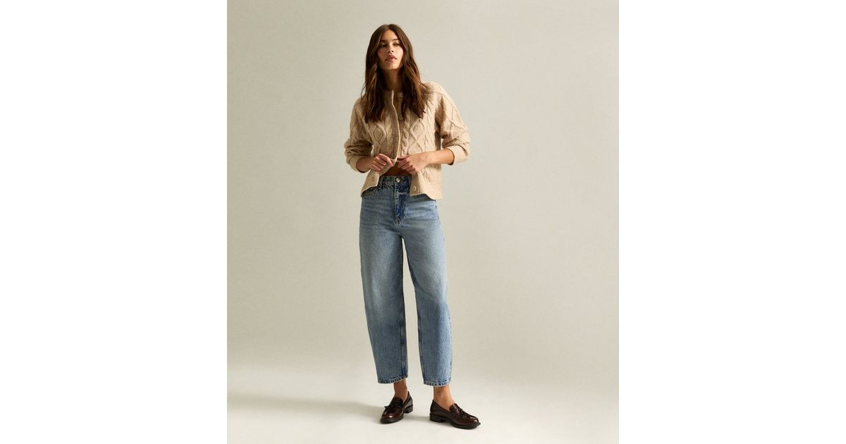 Blue Ankle Grazer Barrel Leg Jeans | New Look | New Look (UK)
