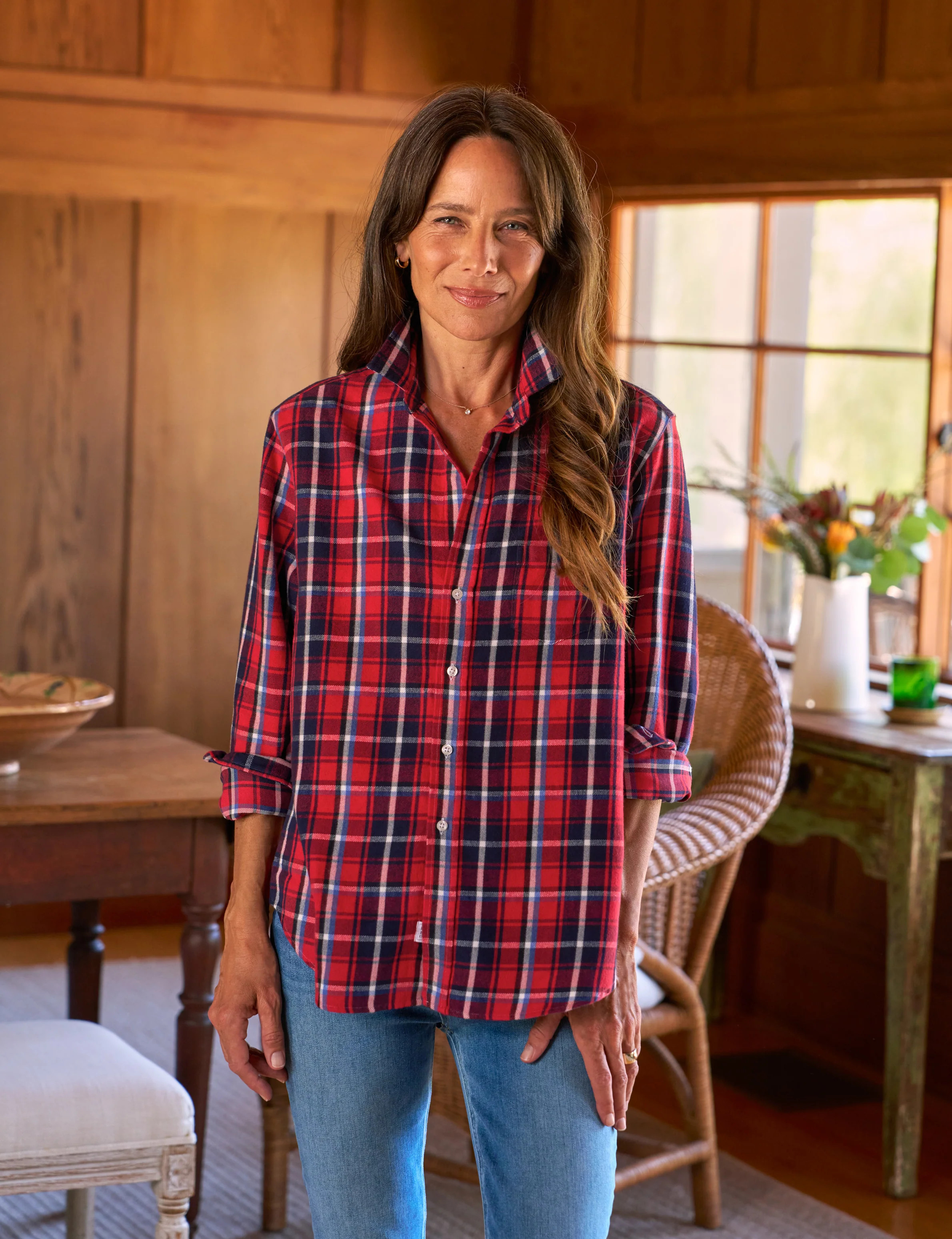 EILEEN Red and Navy Plaid, Flannel | Frank & Eileen