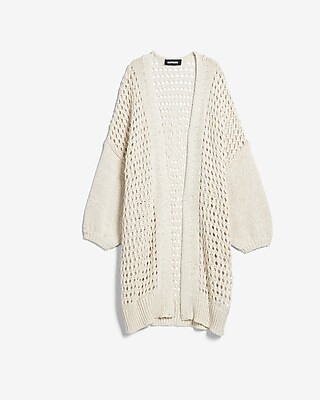 Open Stitch Balloon Sleeve Cardigan | Express