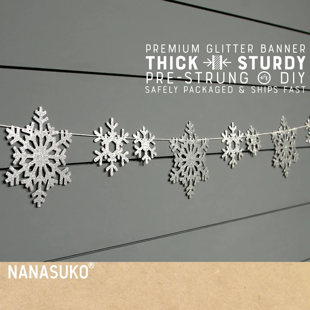 Snowflake Garland Snowflake Banner Glitter Party Decorations - Etsy | Etsy (US)