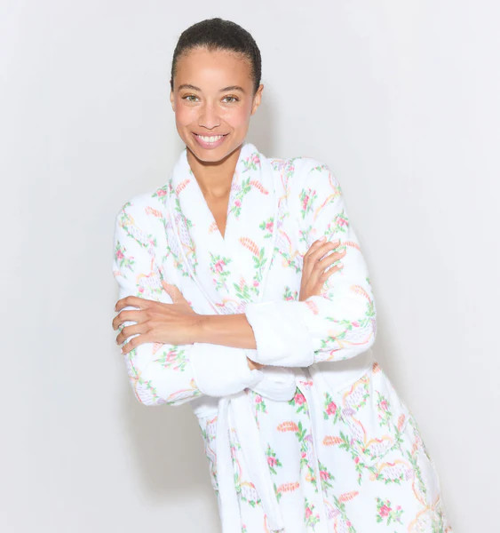 The Hotel Robe - Pink Ribbon Rose Ikat | Hill House Home US