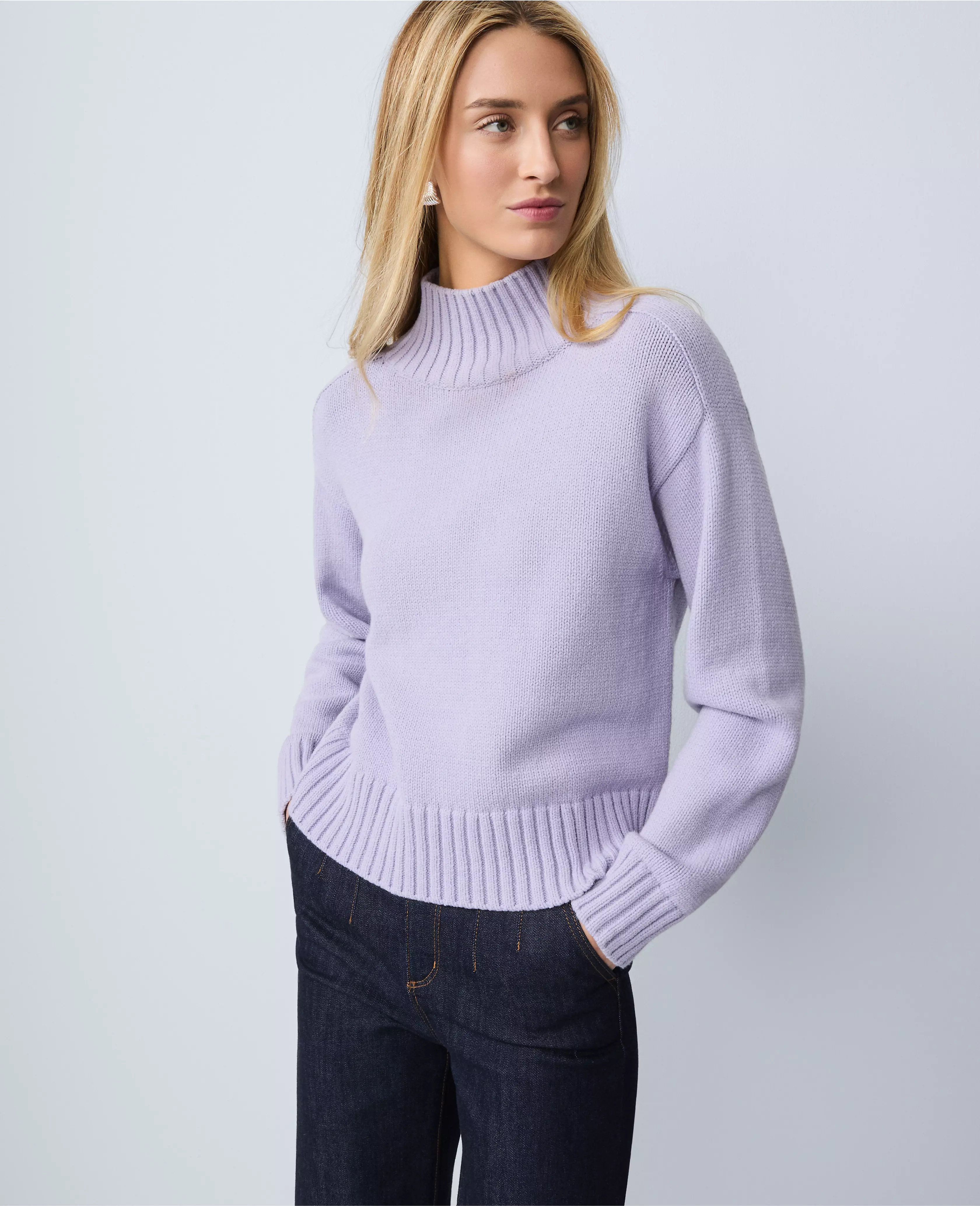 Ribbed Mock Neck Sweater | Ann Taylor