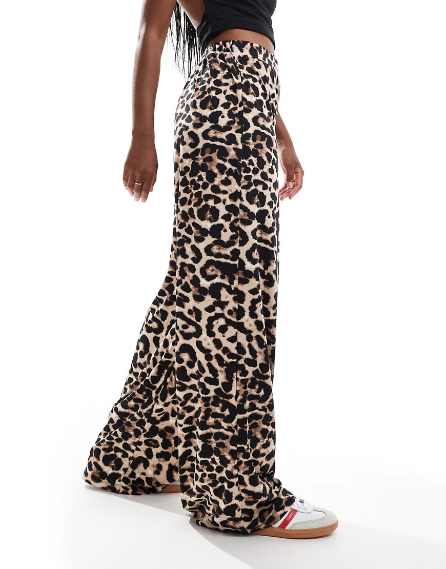 Vila pull on wide leg pants in leopard print-Multi | ASOS (Global)