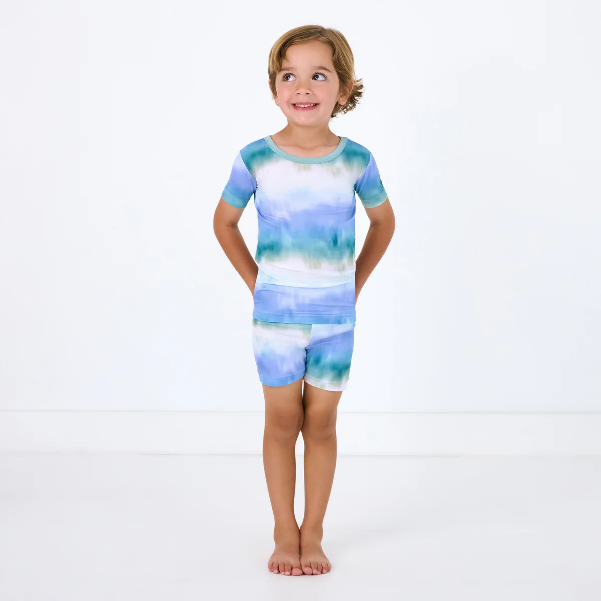 Blue Cosmic Mist Two-Piece Short Sleeve & Shorts Pajama Set | Little Sleepies