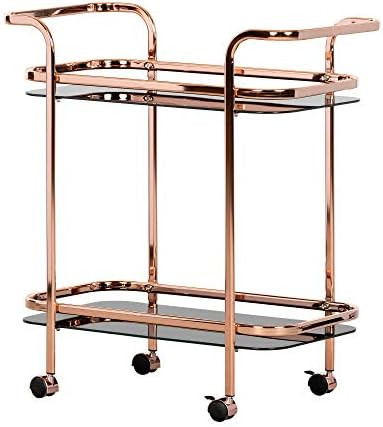 South Shore Maliza Bar Cart-Rose Gold and Smoked Glass | Amazon (US)