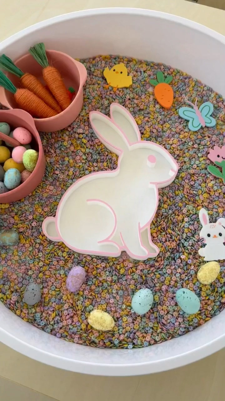 Feed the bunny activity 🐰🥕

This easy Easter sensory setup keeps little hands busy AND builds fine motor skills 🙌

We used our @inspiremyplay play tray & added sensory filler from @hippiehooray with the cutest bunny 3D tray & loose 3d parts from @tiny.tinker.lab 🥚✨

My twins used tweezers to pick up eggs. Then, practiced feeding the bunny carrots!  Great way to practice hand-eye coordination and focus without them even realizing it

Low prep, full of early childhood learning skills and perfect for spring and Easter 🌸

Save this if you need an easy Easter activity. 

✨ Follow @kenzs.kitchennn for engaging toddler activities, sensory play setups, and easy learning ideas that keep little hands busy and support early development 🙌

#earlychildhoodlearning #toddleractivities #sensoryplay #easteractivitiesforkids #finemotorskills

toddler activities, easter activities for kids, sensory play ideas, easter sensory bin, fine motor skills toddler, early childhood learning, play based learning, preschool activities, toddler sensory tray, inspire my play tray, spring activities for kids, easy toddler activities at home, hands on learning, toddler fine motor activity, bunny activity for kids, learning through play, toddler mom ideas

#LTKU #LTKSeasonal #LTKKids