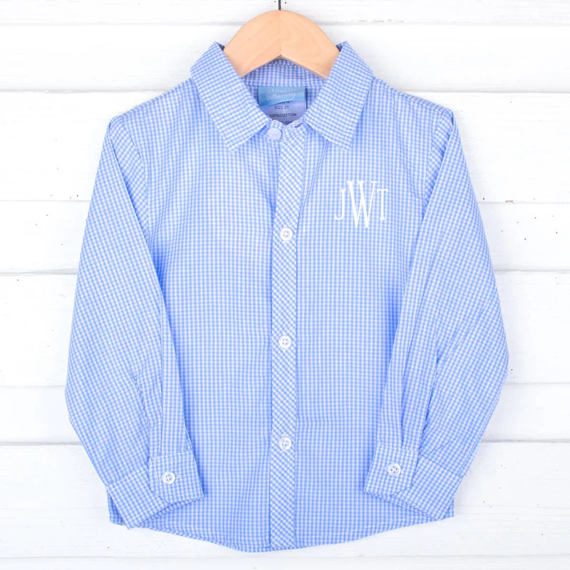 Light Blue Gingham Button Down Shirt | Classic Whimsy