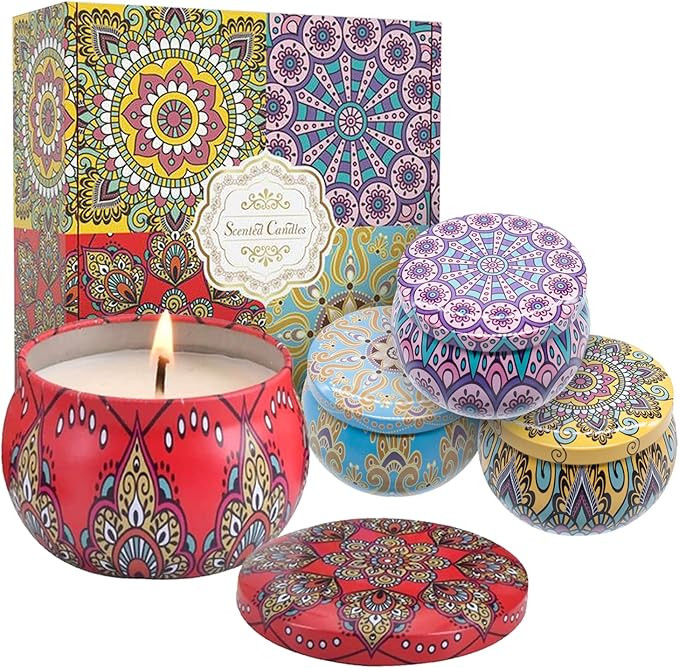 Amazon.com: Scented Candles Gift Set - Made of Natural Soy - Luxuriously Designed Tin - Eco-Frien... | Amazon (US)