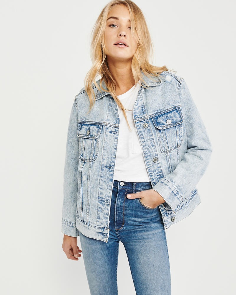 Acid Wash Girlfriend Denim Jacket | Abercrombie & Fitch US & UK