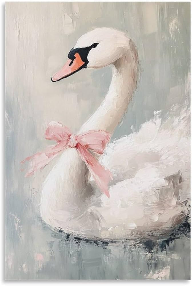 OmobY White Swan Pastel Art Poster Soft Aesthetic Swan Canvas Wall Art Picture Rococo Aesthetic A... | Amazon (US)