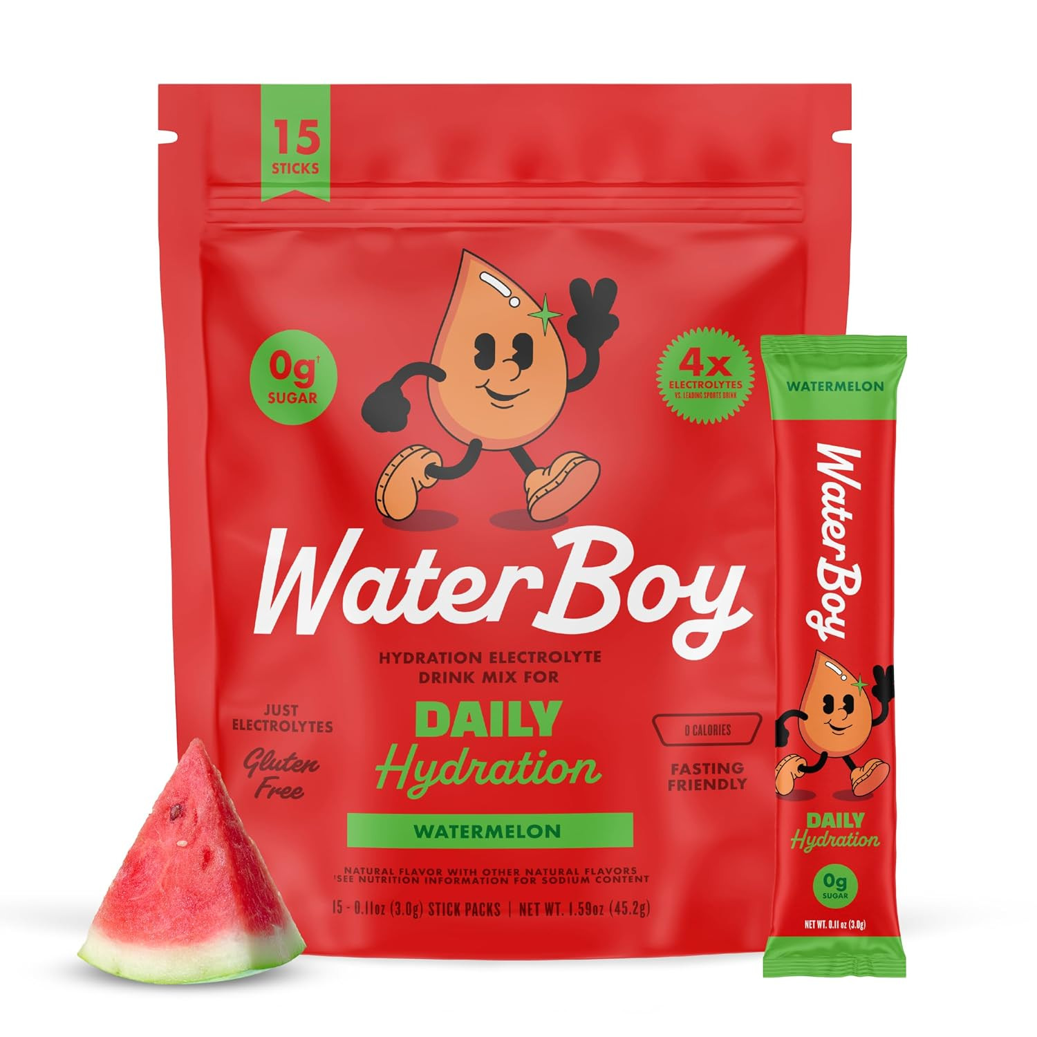 WaterBoy Daily Hydration, Watermelon, Sugar Free Electrolytes 15ct | Amazon (US)