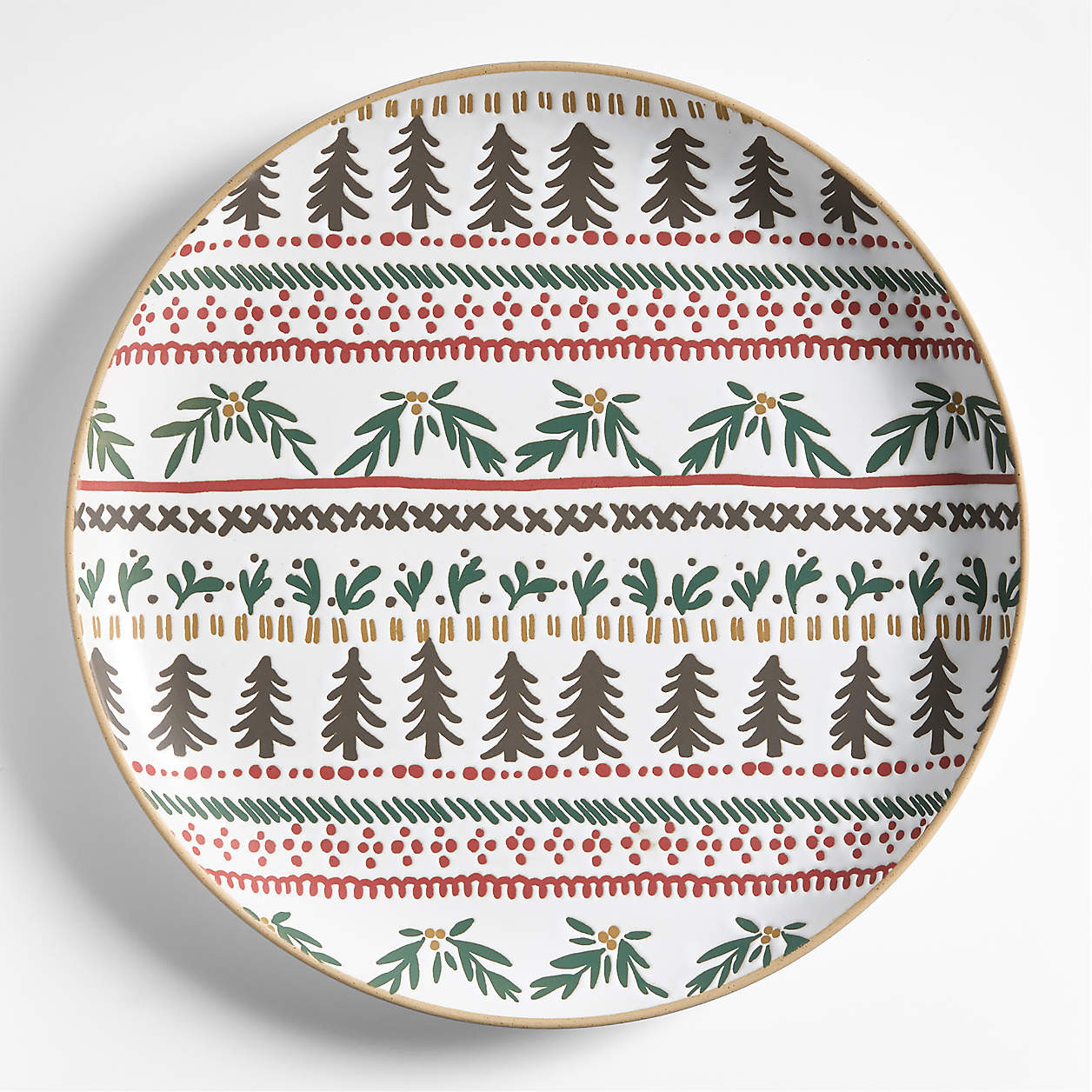Nordic Fair Isle Stoneware Round Platter | Crate & Barrel | Crate & Barrel