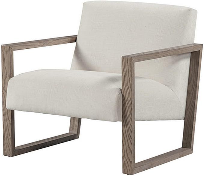 Benjara Cvi 31 Inch Armchair, Cushioned Seat, Framed Legs, Upholstery, Beige and Taupe | Amazon (US)