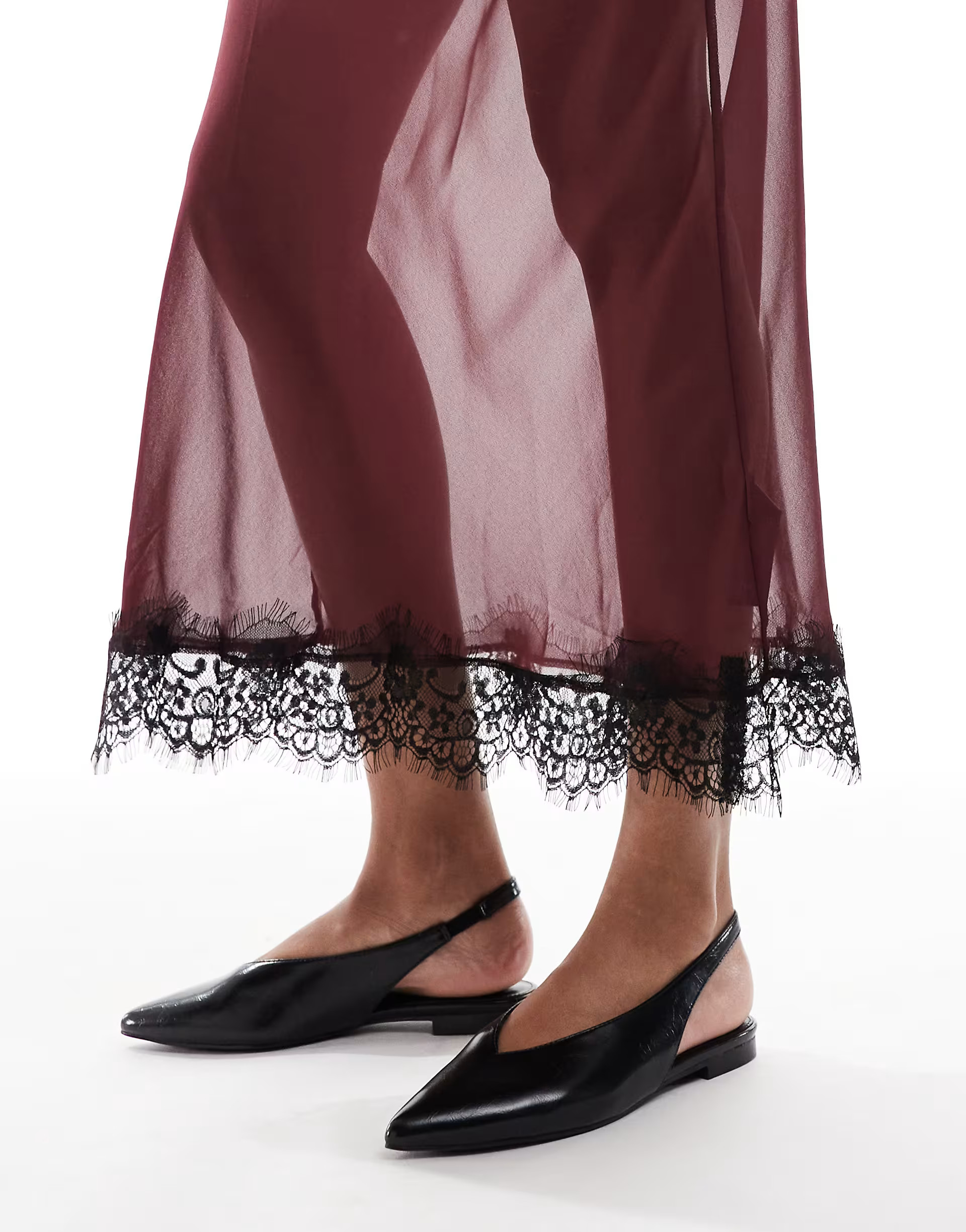 schuh Lace sling back flat shoes in black | ASOS (Global)