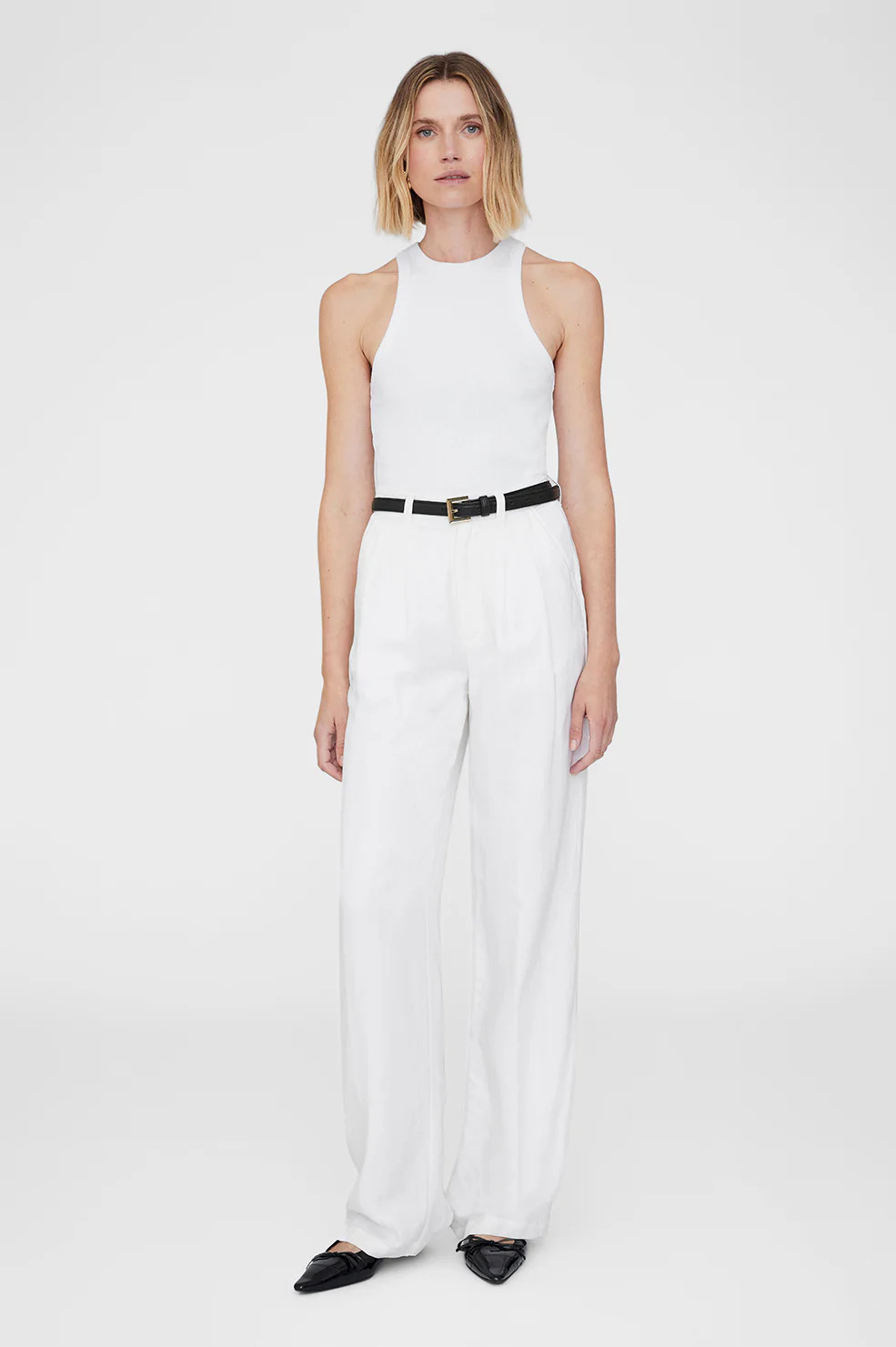 Carrie Pant - White Linen Blend | Anine Bing