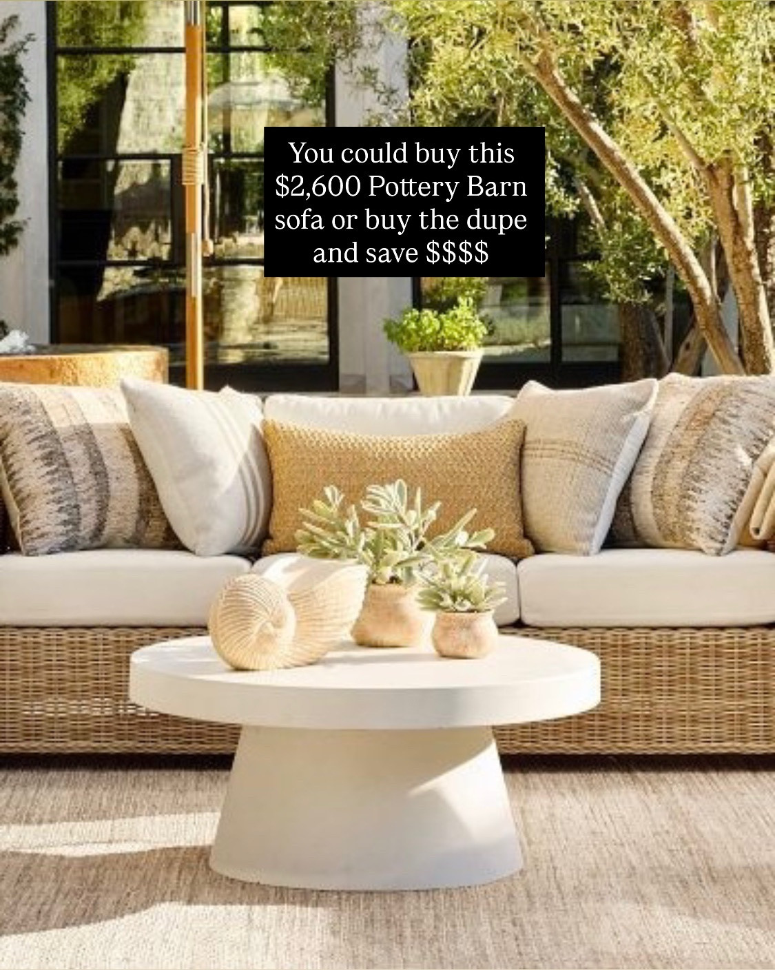 Beautiful outdoor sofas range from Pottery Barn to Walmart.  It all depends on your budget.  

I have the Walmart outdoor sofa and LOVE it!  

Outdoor furniture.  Outdoor sofas.  Pottery Barn dupe.  Pottery barn sofa.

#LTKSeasonal #LTKHome #LTKSaleAlert