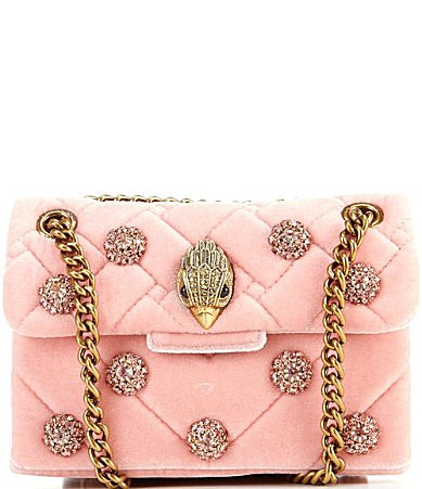 Kurt Geiger London Mini Kensington Velvet Jeweled Crossbody Bag - Pale Pink | Dillard's