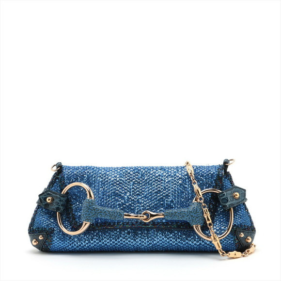 Gucci Horsebit Beaded Chain Shoulder Bag Blue Crocodile | Poshmark