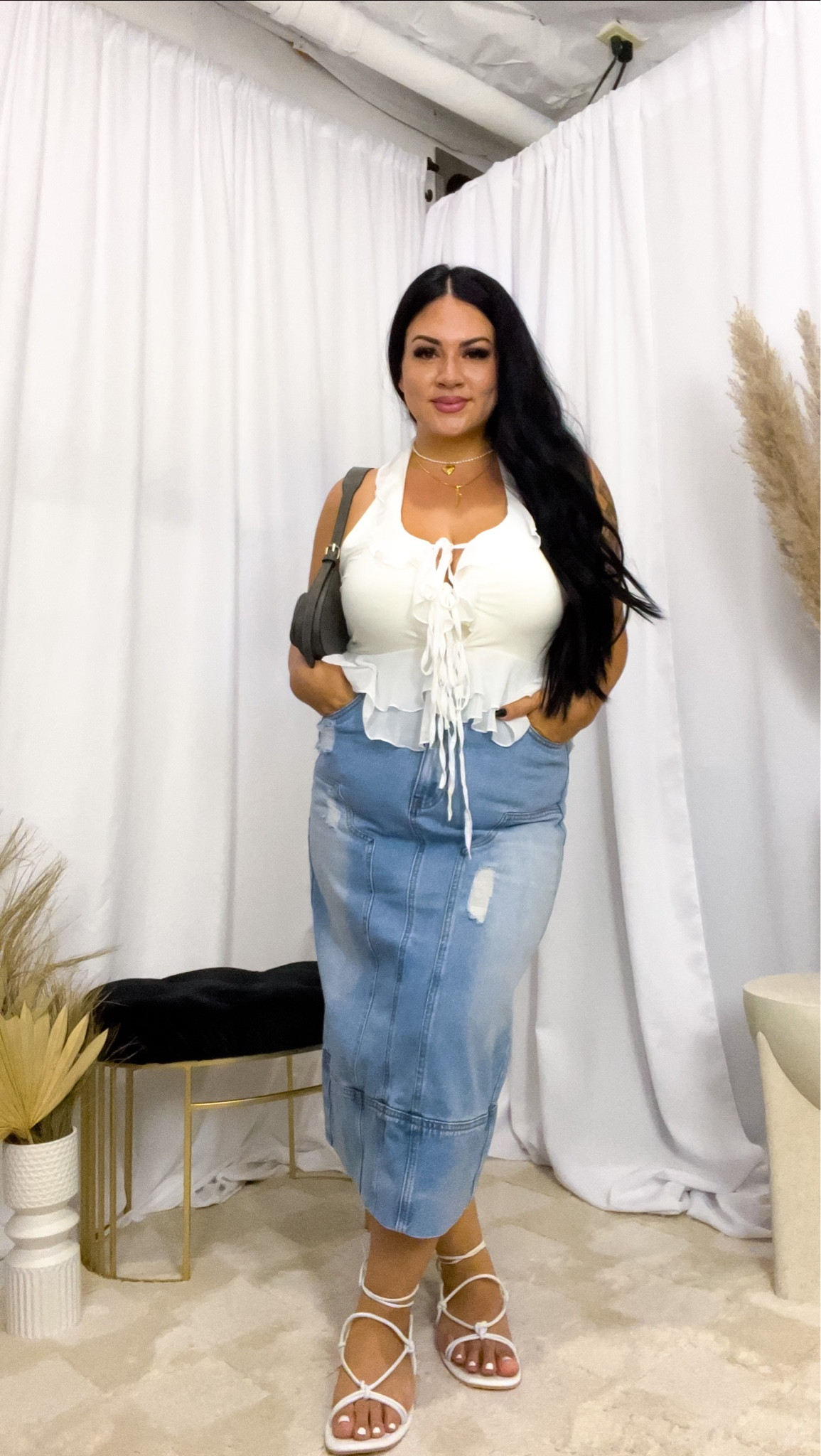 My cute little French fry! Iykyk 

Size 12 top
Size 14 skirt
Size 40DD strapless bra code Tori40 
Size xl undies (these have compression yet are soooooo comfy) code TORIXSPANX 
Sandals are tts wide width 
Bag is such good quality 

#LTKtravel #LTKitbag #LTKcurves