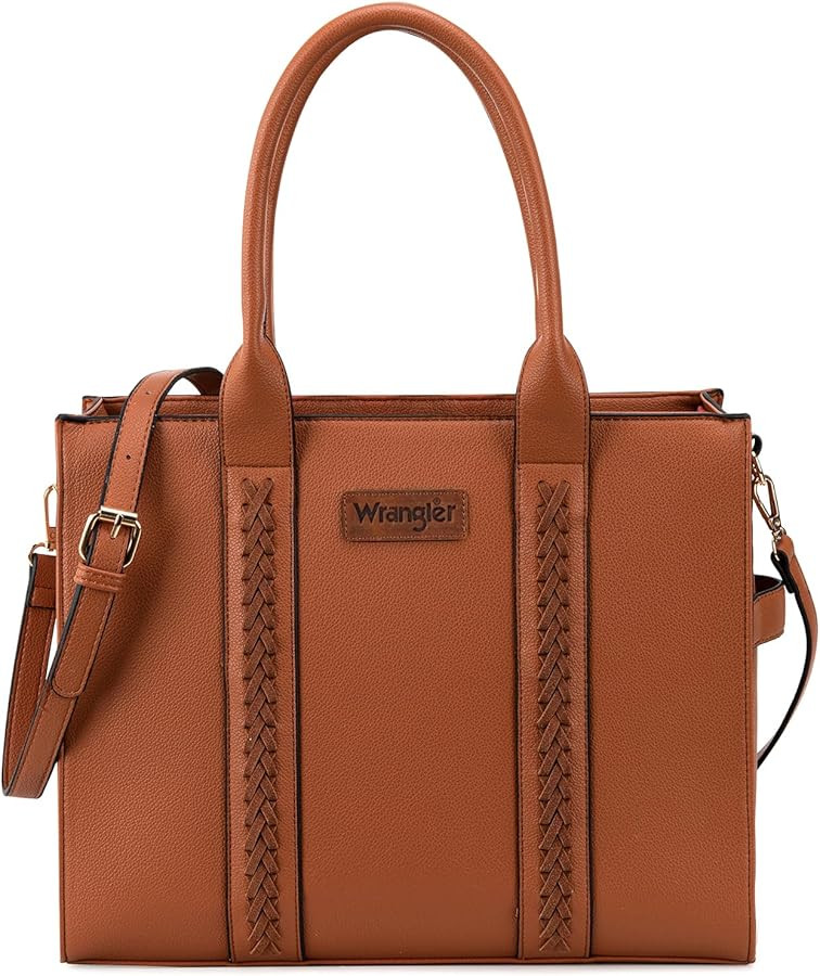 Wrangler Large Tote Bag for Women Work Shoulder Purse Handbags with Zipper Crossbody Bag | Amazon (US)