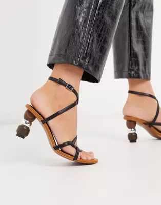 Who What Wear Ryleigh strappy sandals with heel interest in black | ASOS (Global)