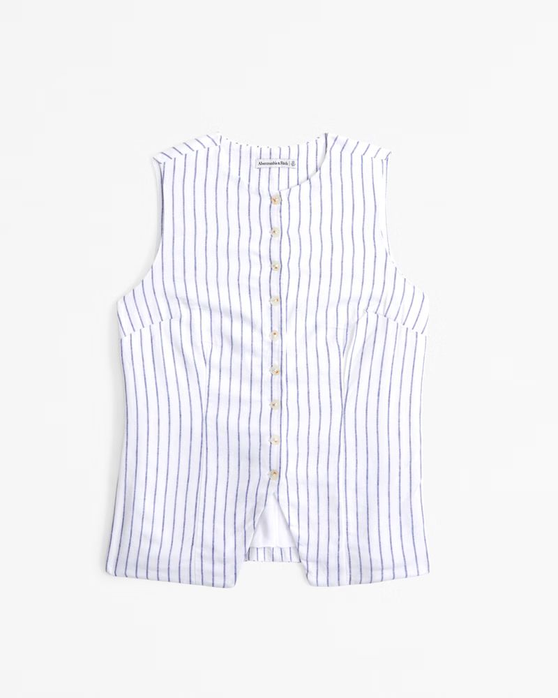 Women's Linen-Blend Button-Through Vest | Women's New Arrivals | Abercrombie.com | Abercrombie & Fitch (US)