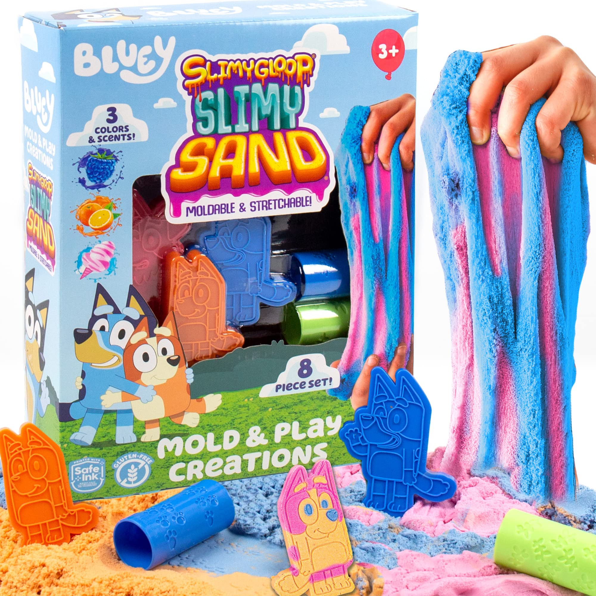 Horizon Group USA Bluey SLIMYGLOOP Slimy Sand Mold & Play Creations, 8-Piece Playset, 3 Scented C... | Amazon (US)