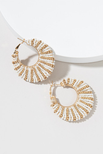 Lia Seed Bead Fan Wrapped Hoop Earrings | Francesca's