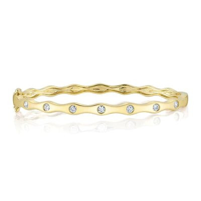 Wavy Diamond Inlay Bangle | LINDSEY LEIGH JEWELRY