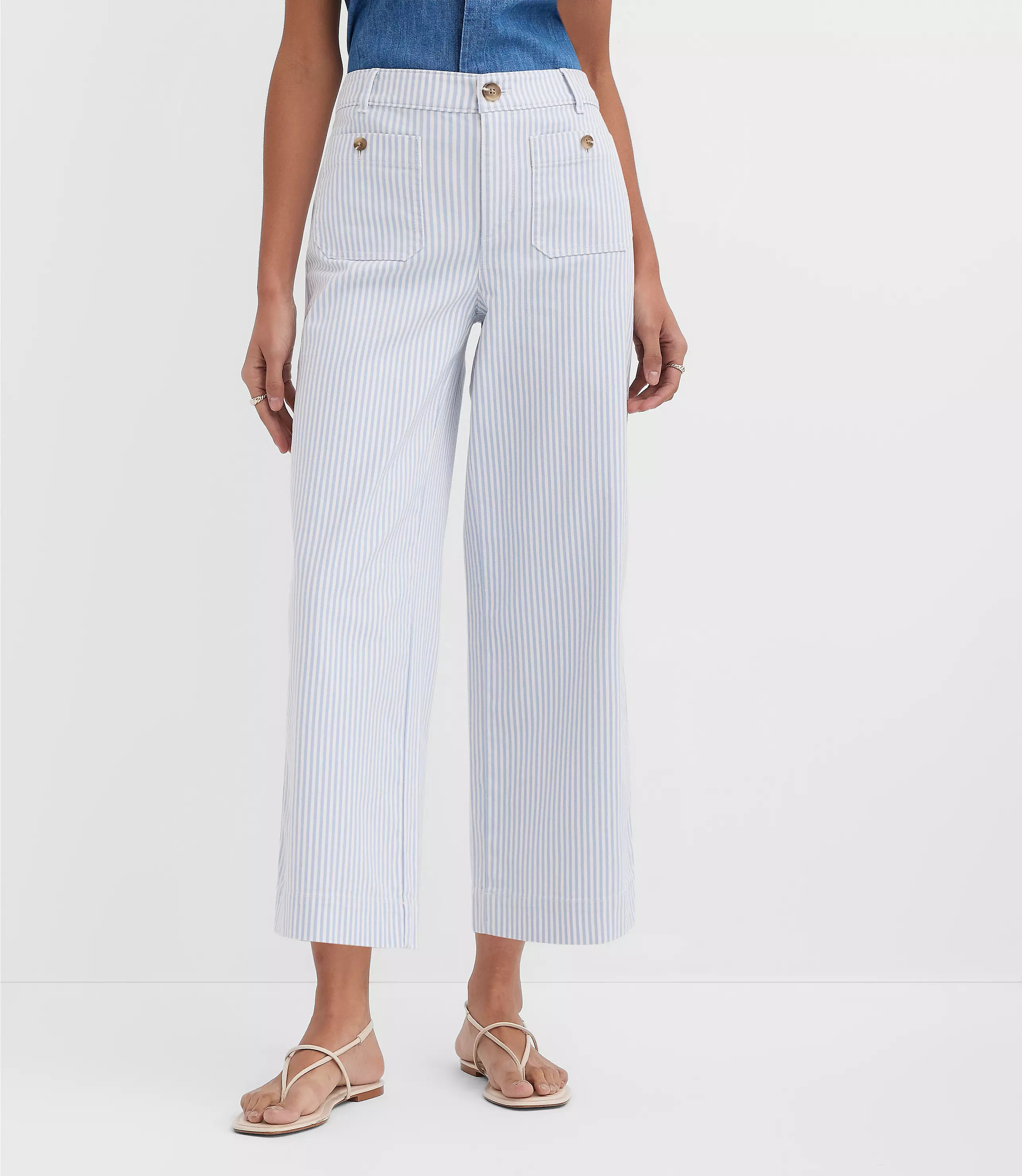 Curvy Palmer Wide Leg Crop Pants in Stripe | LOFT