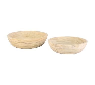 Paulownia Round Carved Wooden Bowls, Set of 2 | Pottery Barn (US)