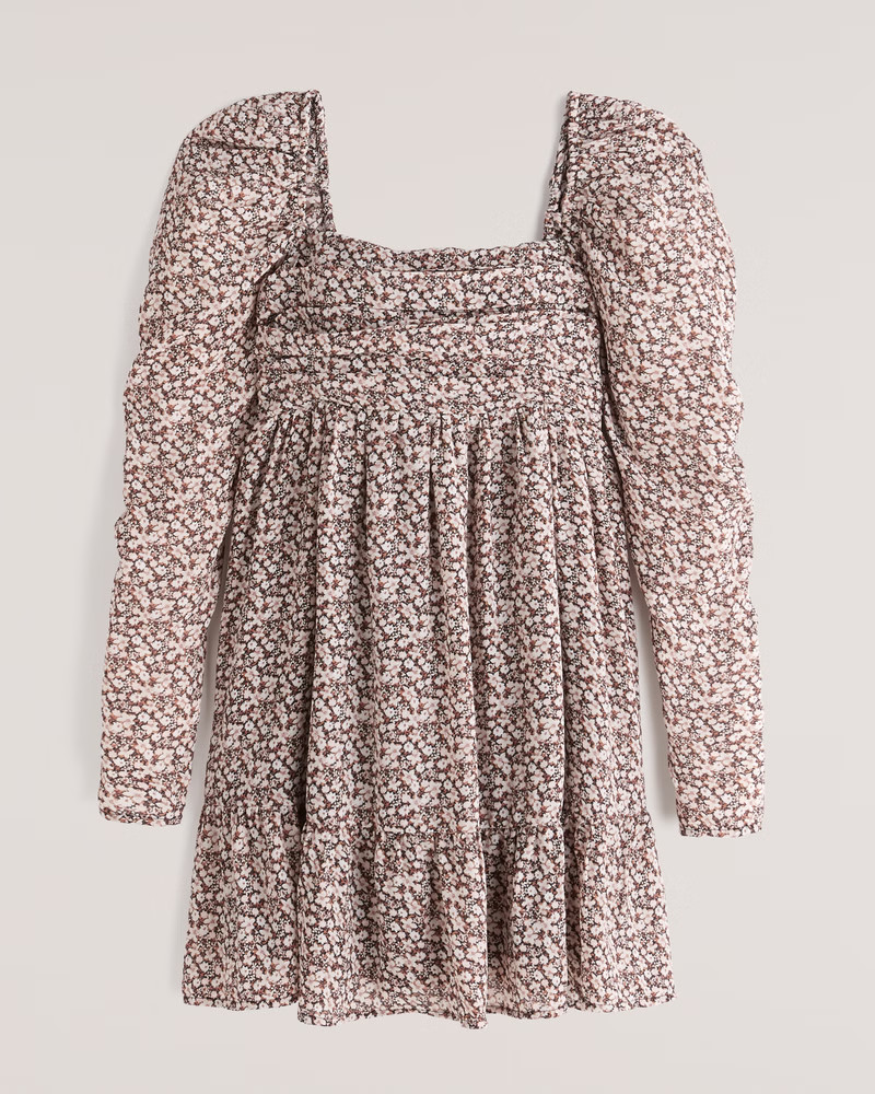 Long-Sleeve Ruched Mini Dress | Abercrombie & Fitch (US)