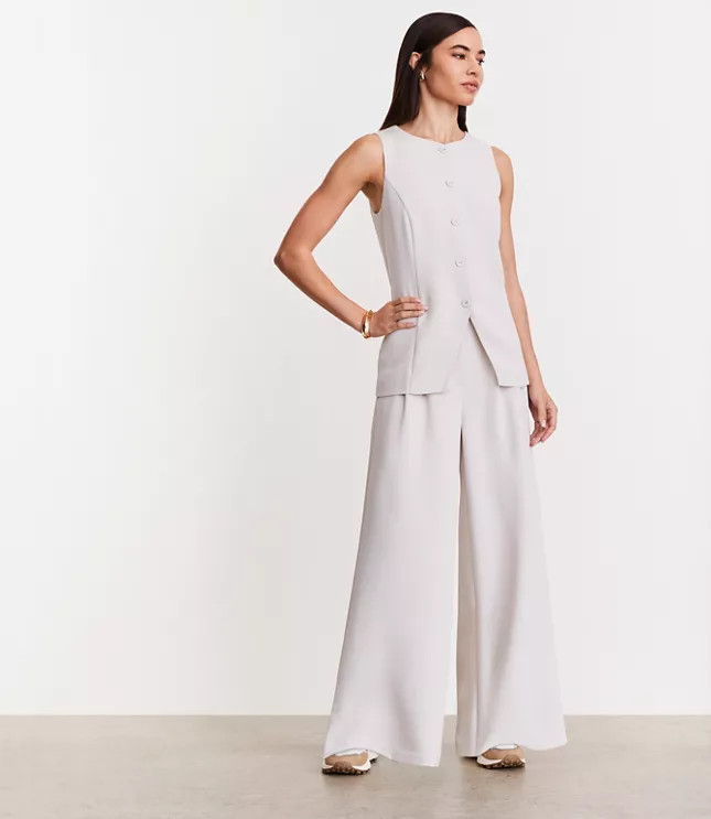 LOFT Versa Crepe Drape High Neck Vest | LOFT