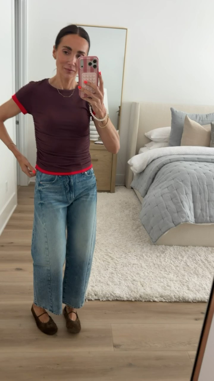 Anthropologie early fall outfit, I'm wearing size XS in tee, 25 in jeans.

#LTKOver40 #LTKootd