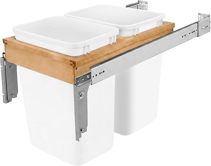 Rev-A-Shelf Top Mount Double Pullout Under Cabinet 35 Quart Kitchen Trash Cans with 150 Pound Rat... | Amazon (US)