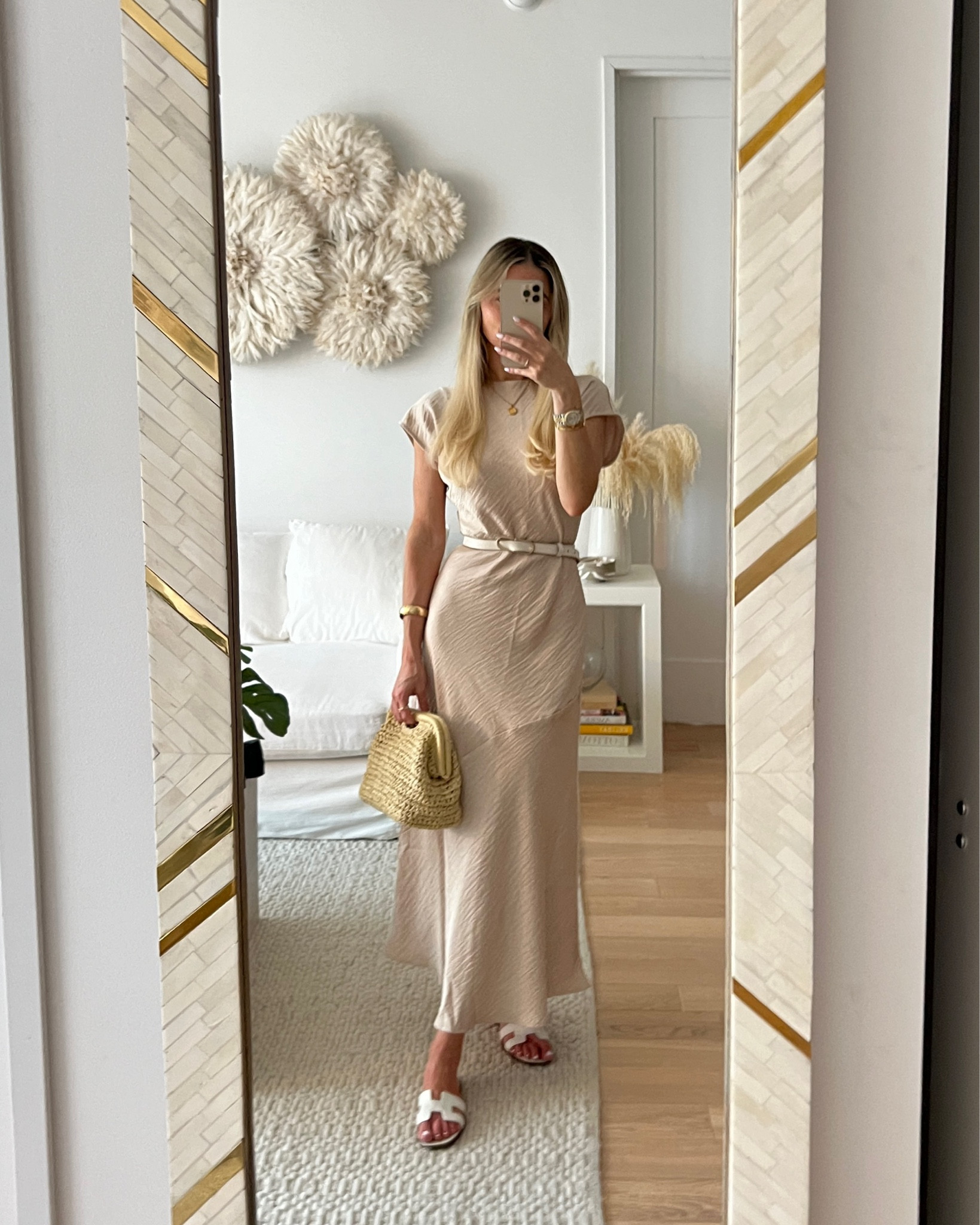 short-sleeve crinkle satin maxi dress The Andamane