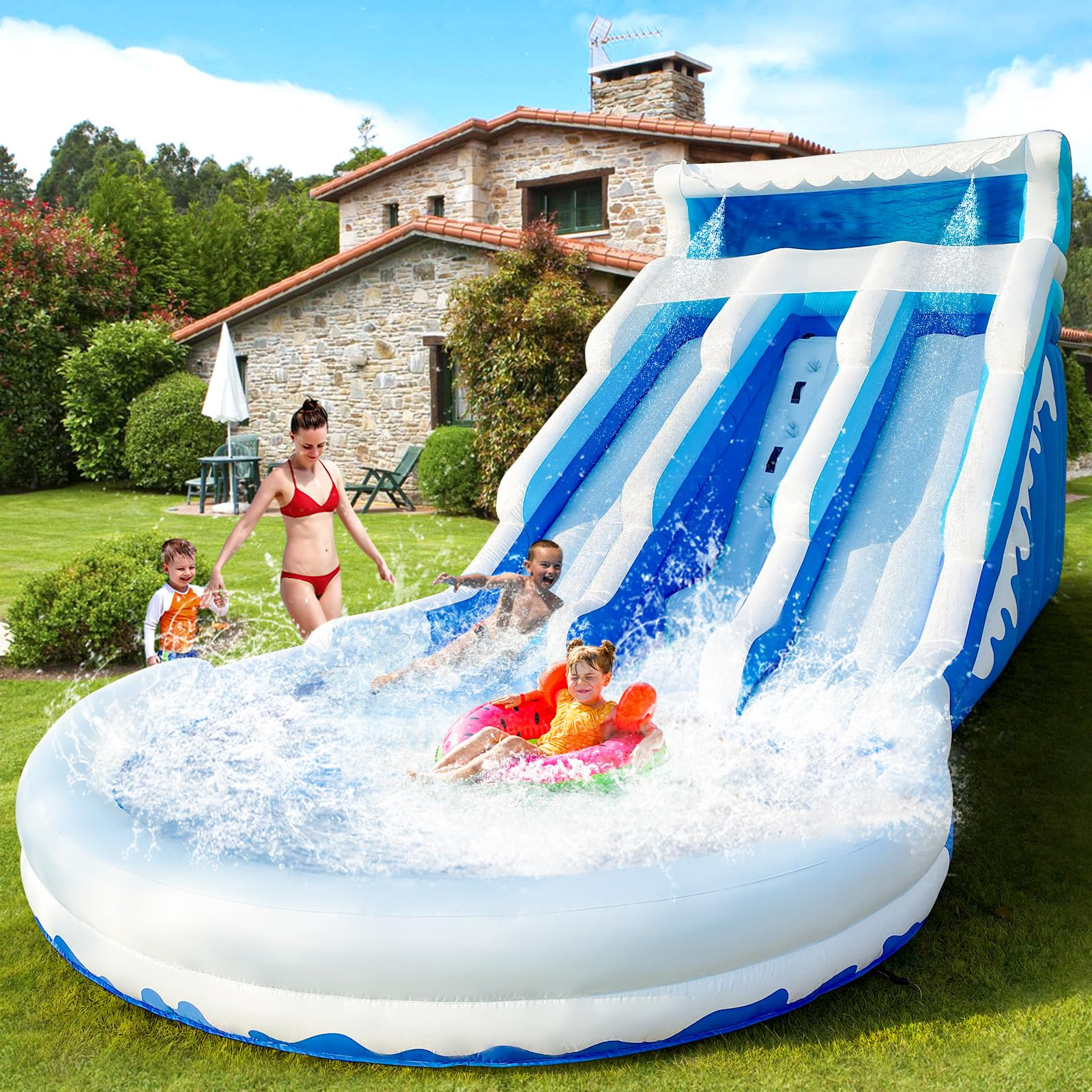 Grade Water Slide Inflatable with Pool for Kids and Adults Water Slide with Pool & Blower Water T... | Amazon (US)