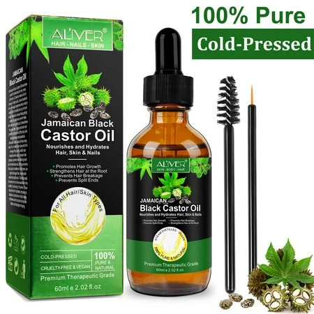 Aliver Jamaican Black Castor Oil for Hair Care - Dry Scalp Hydration - Antioxidant Essential Oil | Walmart (US)