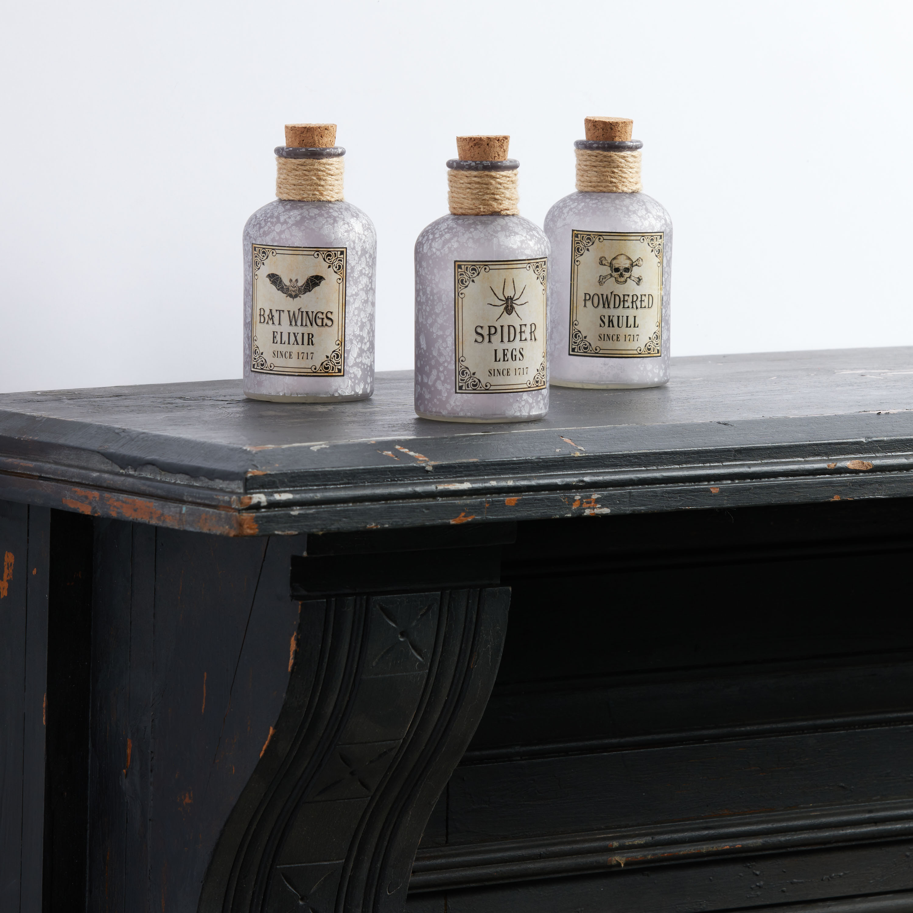 Antique Glass Halloween Apothecary Bottle Decor Set Of 3 | World Market