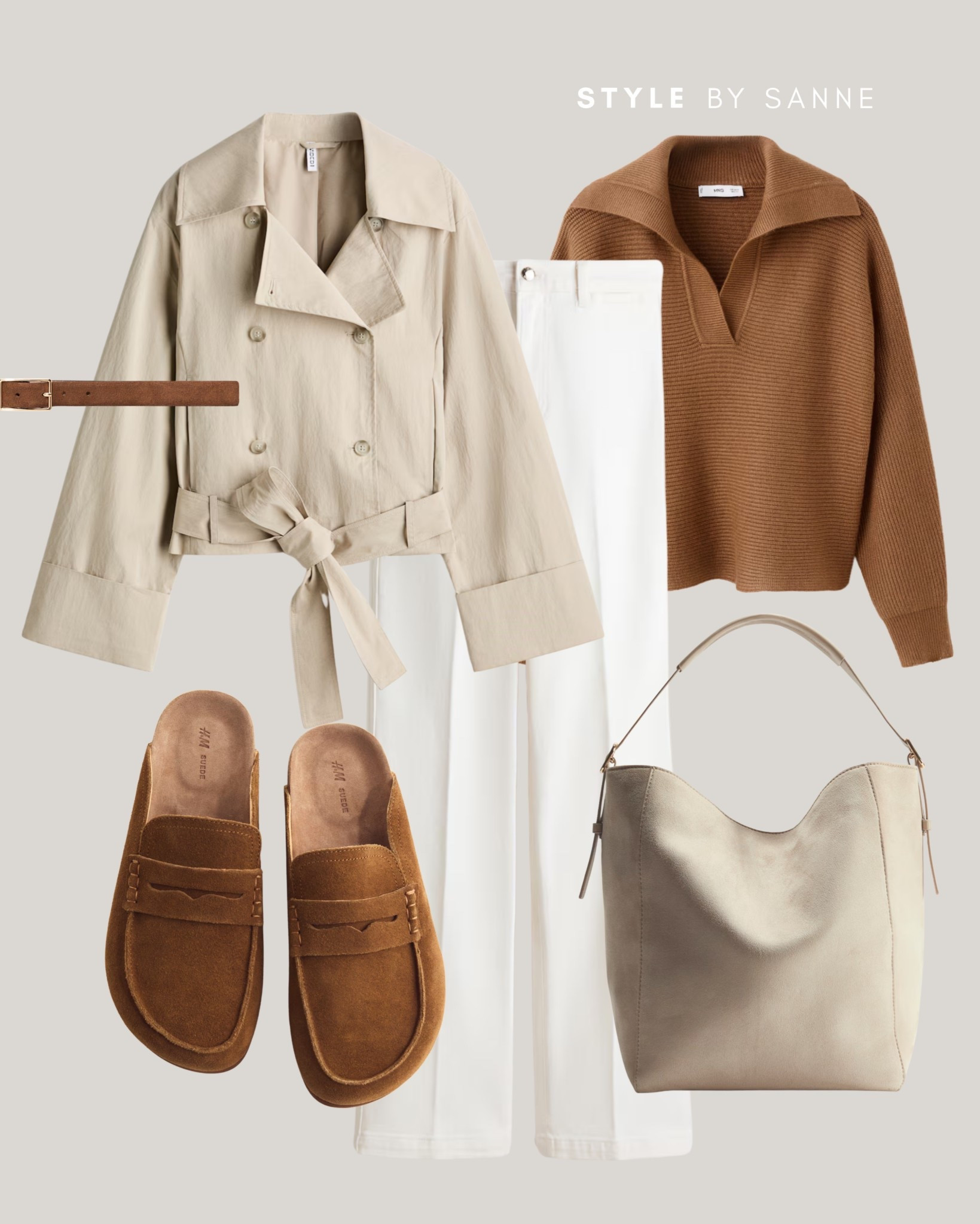 Soft neutrals come together with a light beige trench, warm brown knit and crisp white trousers for an effortlessly refined look. Finished with suede loafers and a minimal shoulder bag for timeless everyday elegance.🤎

#LTKSpringSale #LTKSeasonal #LTKootd