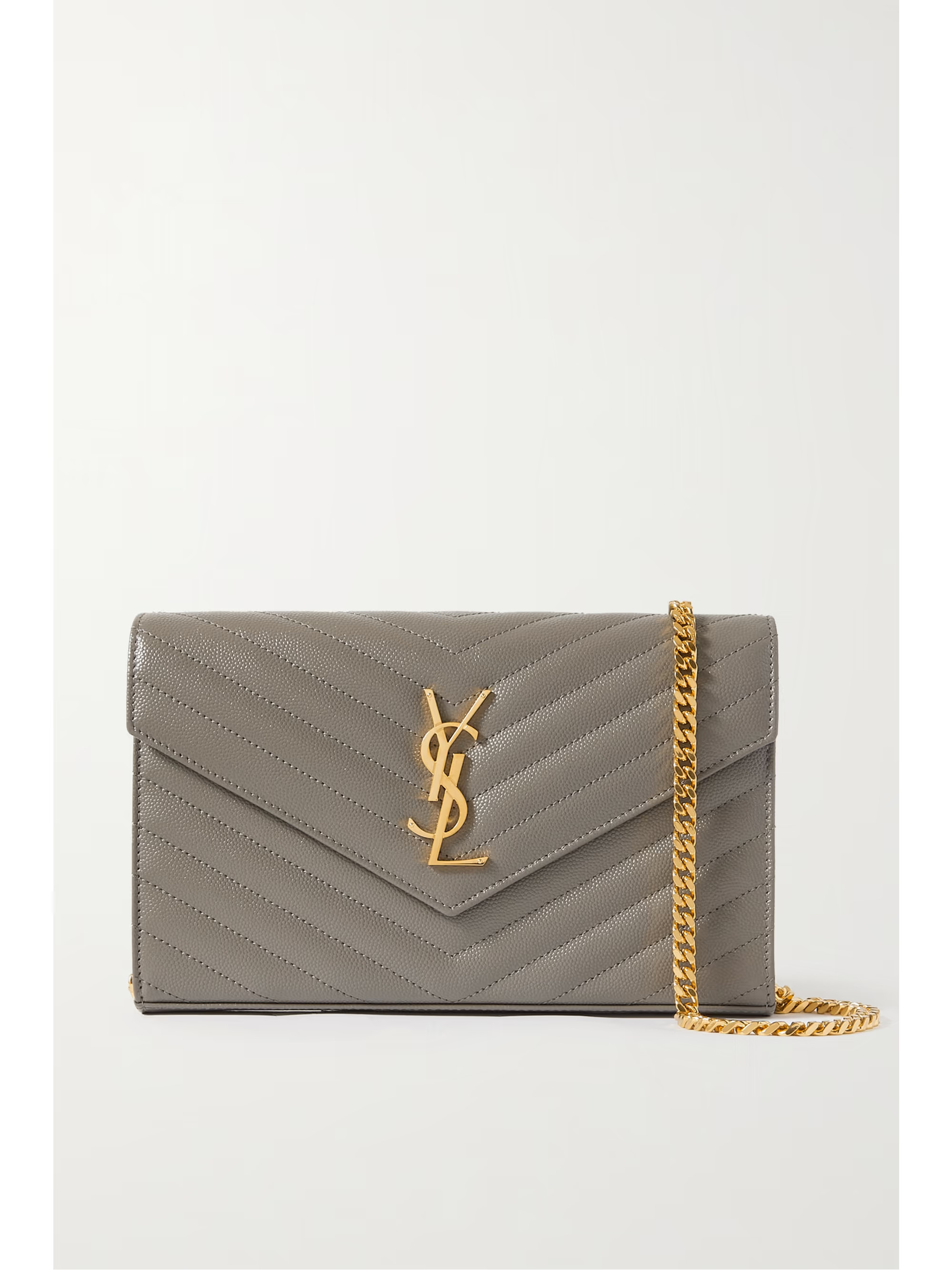 Dark gray Monogramme mini quilted textured-leather shoulder bag | SAINT LAURENT | NET-A-PORTER | NET-A-PORTER (US)