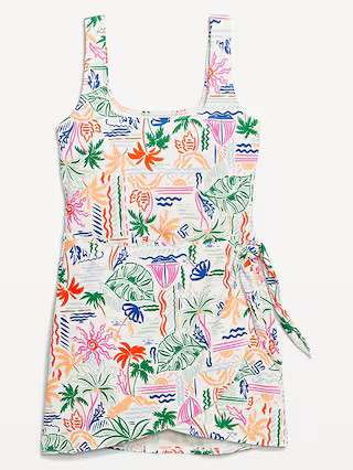 Matte Side-Tie Swim Dress | Old Navy (US)