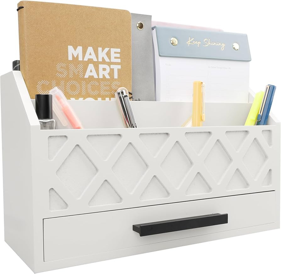 Joyhawk Office Desk Organizers and Storage, Wooden Mail Bill Organizer with Drawer for Desktop Or... | Amazon (US)