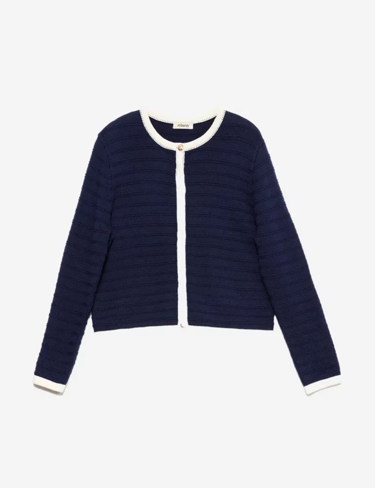 Pure Cotton Crew Neck Button Front Cardigan | Marks & Spencer (UK)