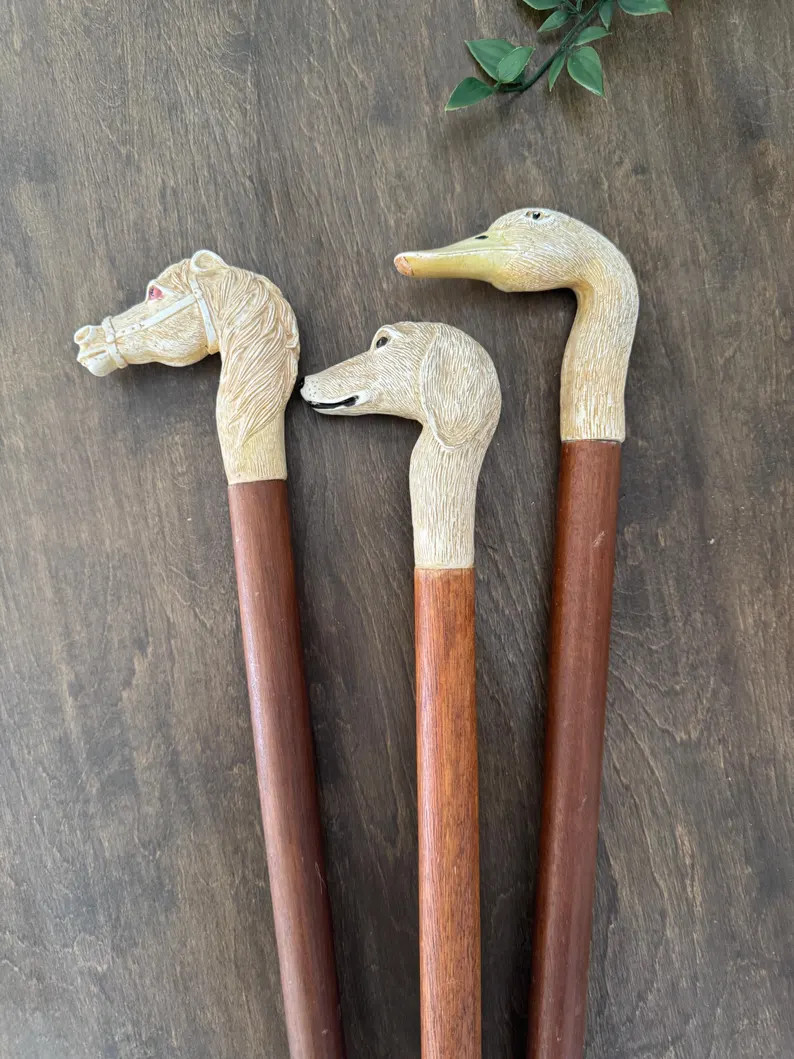 Vintage Animal Head Walking Stick \u2013 Duck, Horse, or Dog Cane | Etsy (Global)