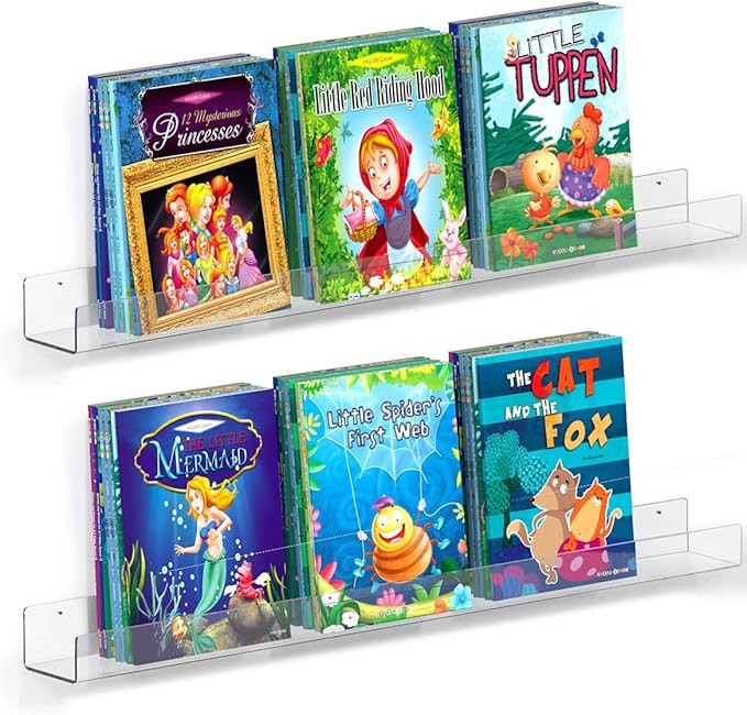 Amazon.com: FEMELI Acrylic Bookshelf for Kids 36 Inch ,Clear Floating Wall Shelf with Lips for Nu... | Amazon (US)